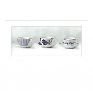 Cups & Saucers 1 White Framed Print Wall Art