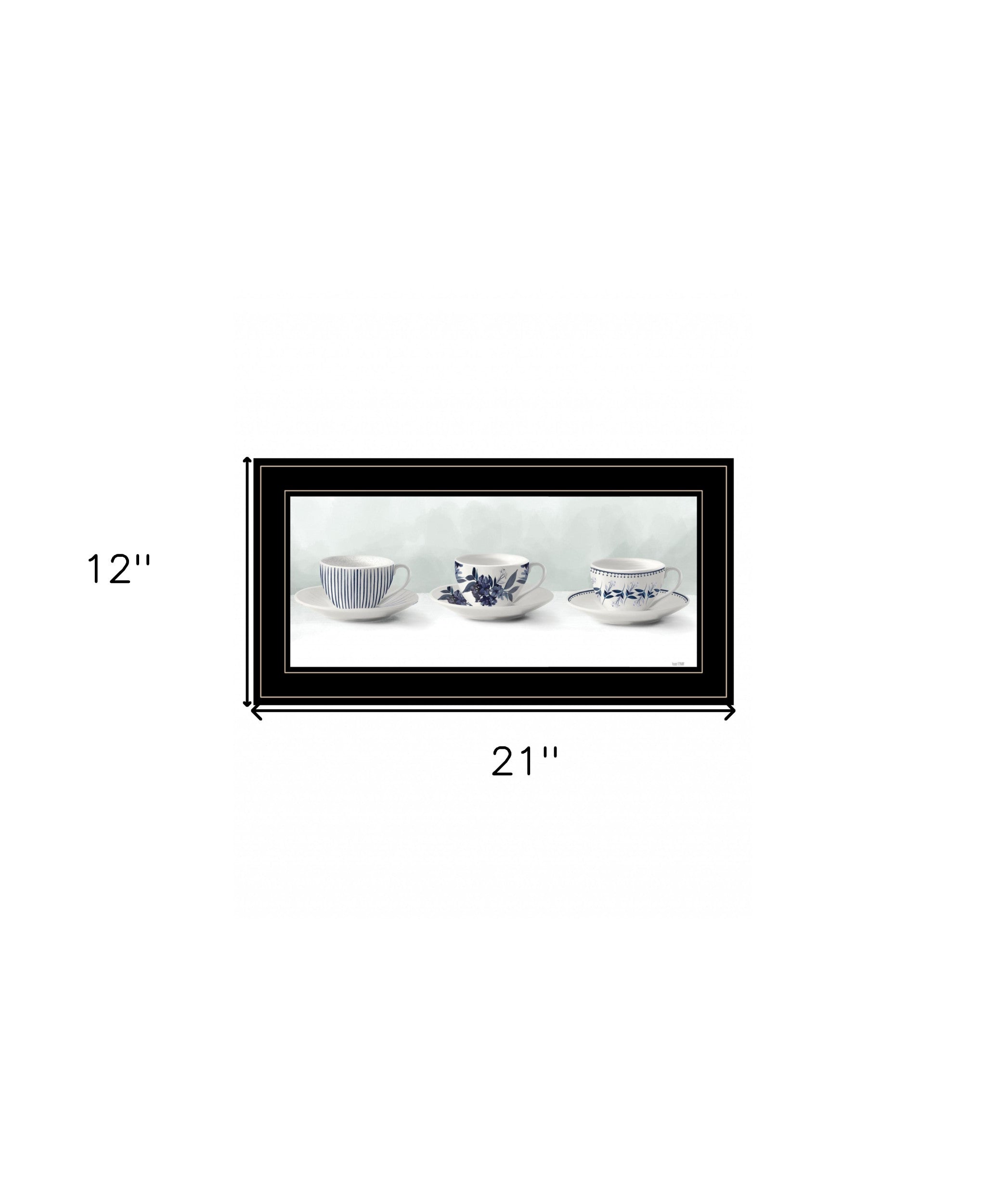 Cups & Saucers 3 Black Framed Print Wall Art