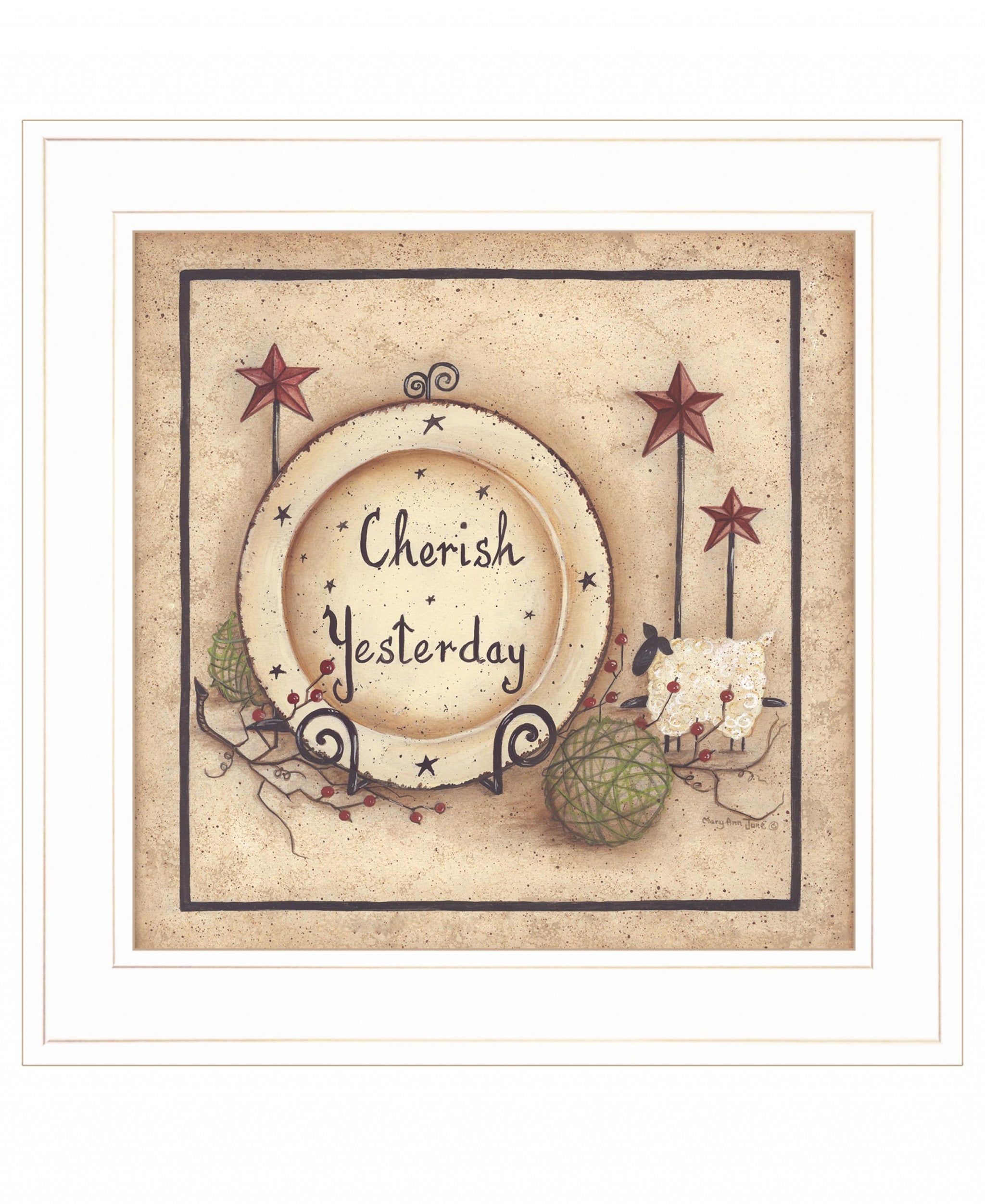 Cherish Yesterday 3 White Framed Print Wall Art