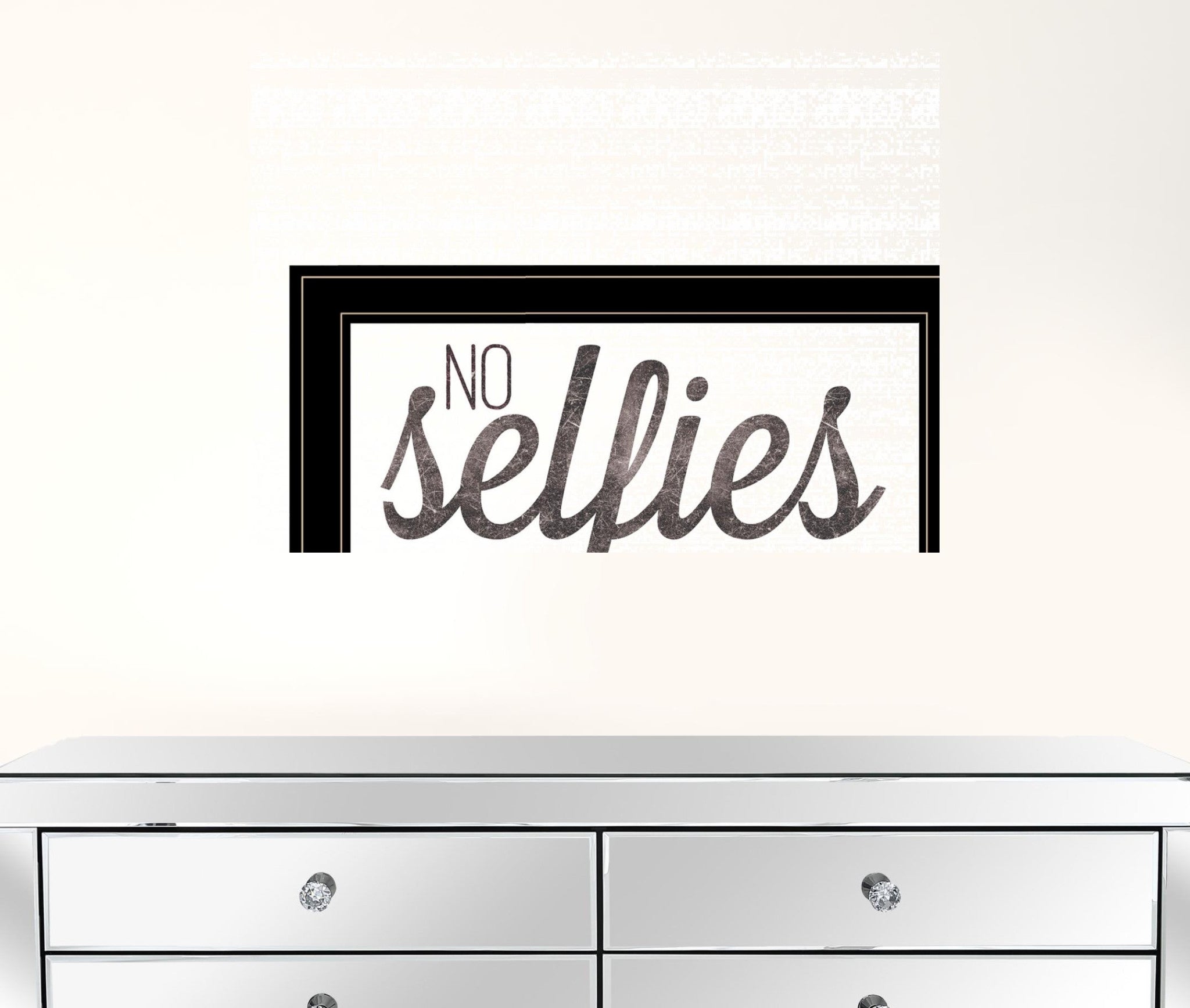 No Selfies In The Bathroom 6 Black Framed Print Wall Art