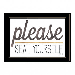 Please Seat Yourself 3 Black Framed Print Wall Art