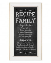 Recipe For Family White Framed Print Wall Art