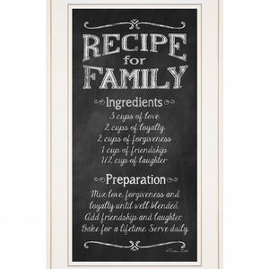 Recipe For Family White Framed Print Wall Art