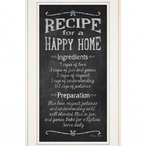 Recipe For A Happy Home 1 White Framed Print Wall Art