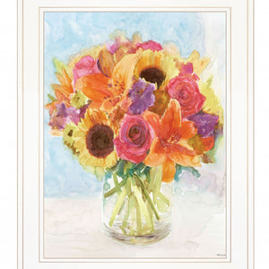 Vases With Flowers 1 White Framed Print Wall Art