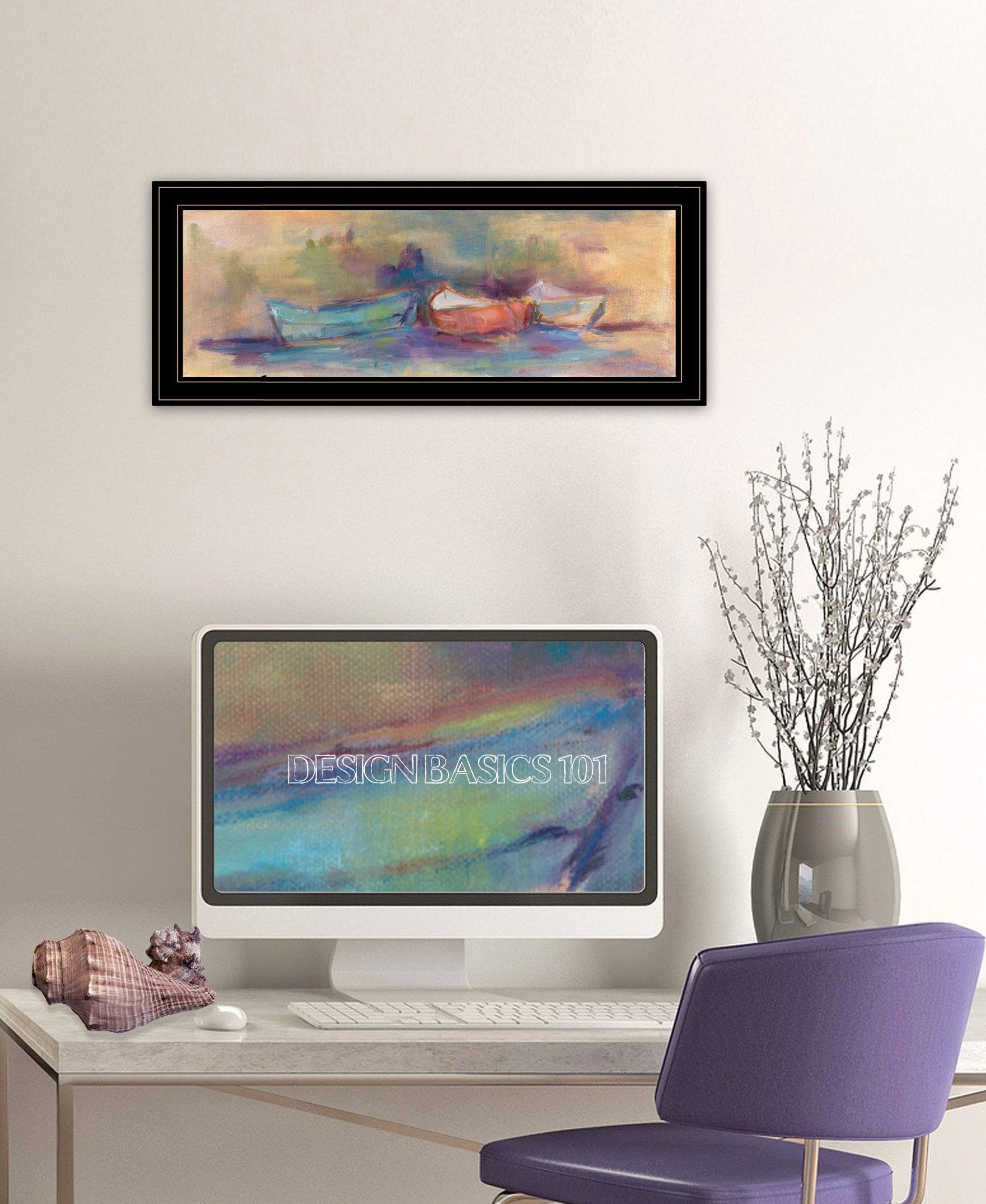 Rowboat Row 2 Black Framed Print Wall Art