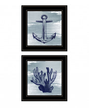 Set Of Two The Beach Coastal 2 Black Framed Print Wall Art