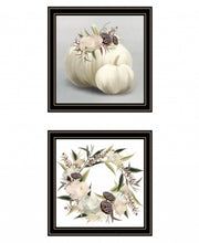 Set Of Two BOHO Pumpkins And Flowers 1 Black Framed Print Wall Art