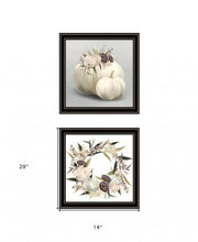 Set Of Two BOHO Pumpkins And Flowers 1 Black Framed Print Wall Art