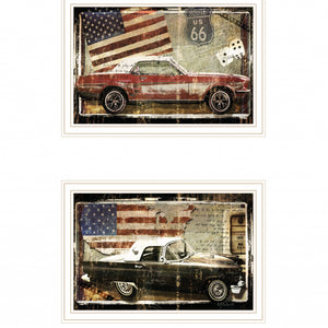 Set Of Two Vintage Classics 2 White Framed Print Wall Art