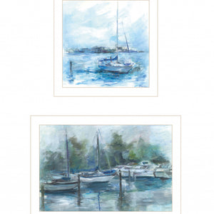Set Of Two Lagoon Awaiting 2 White Framed Print Wall Art