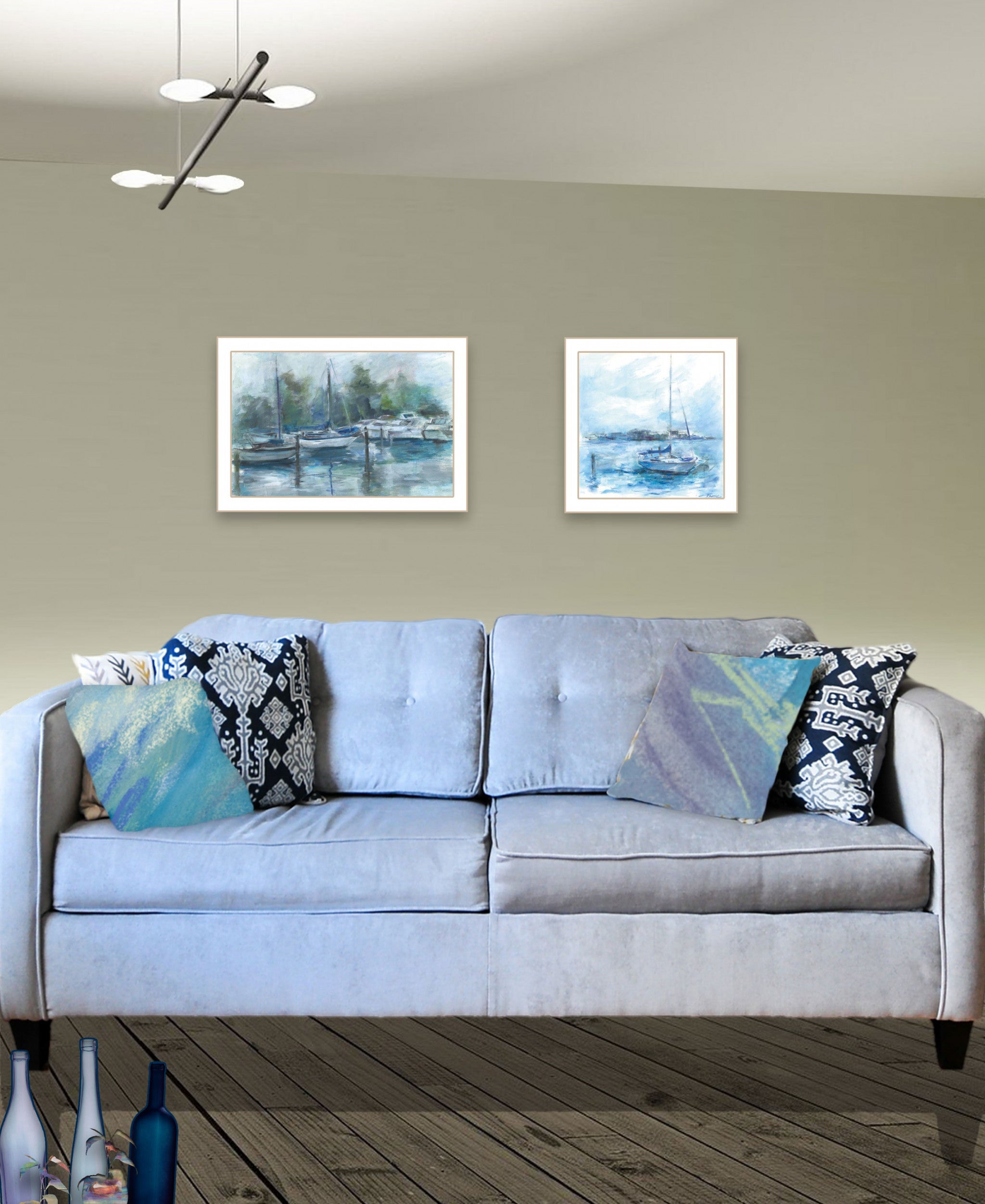 Set Of Two Lagoon Awaiting 2 White Framed Print Wall Art