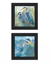 Set Of Two Herons 2 Black Framed Print Wall Art