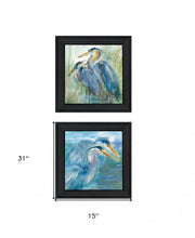 Set Of Two Herons 2 Black Framed Print Wall Art