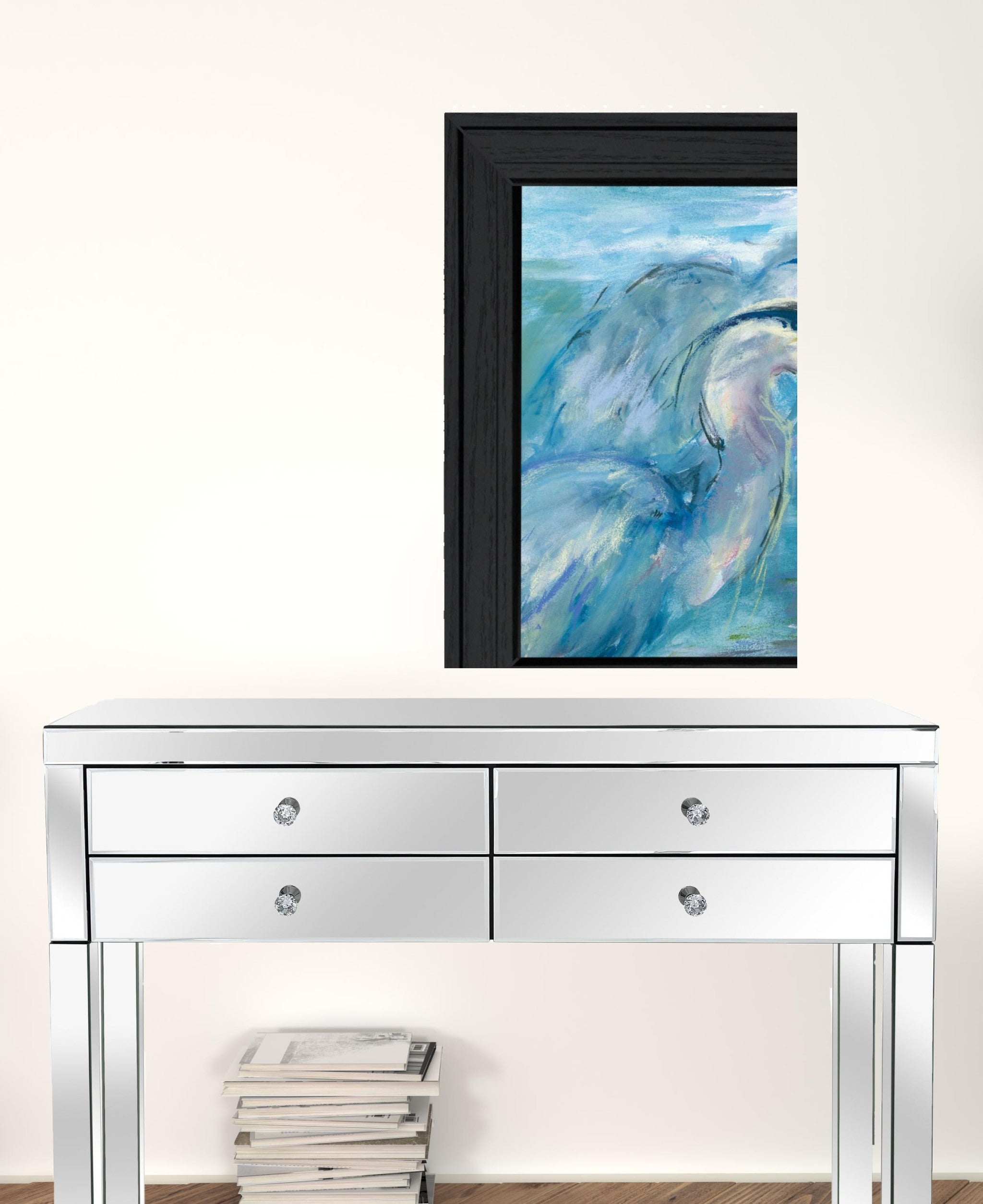 Set Of Two Herons 2 Black Framed Print Wall Art