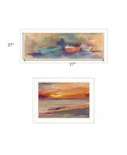 Set Of Two Rowing In The Western Skys 1 White Framed Print Wall Art