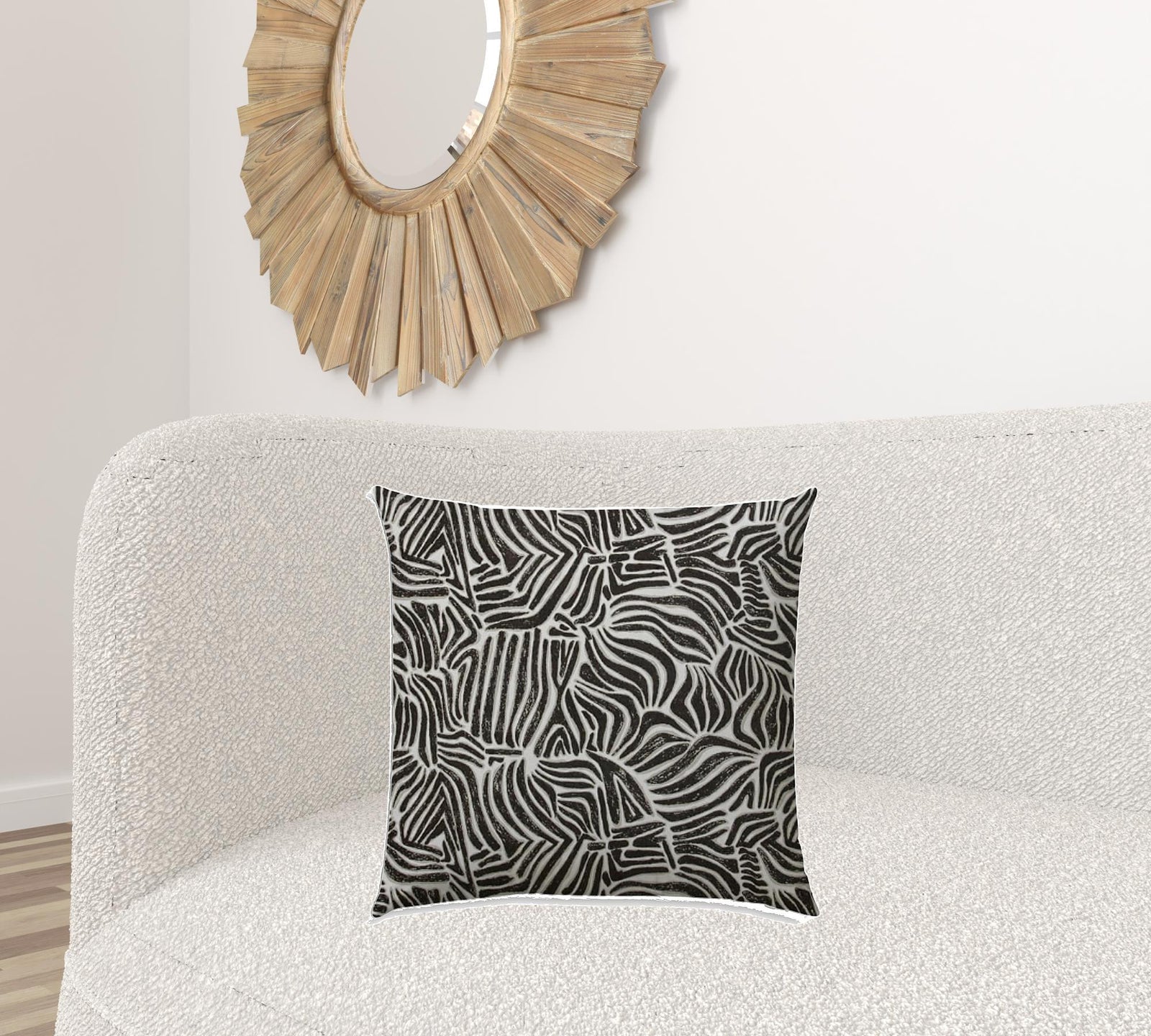 20" X 20" Black And White Safari Animals Blown Seam Animal Print Throw Indoor Outdoor Pillow