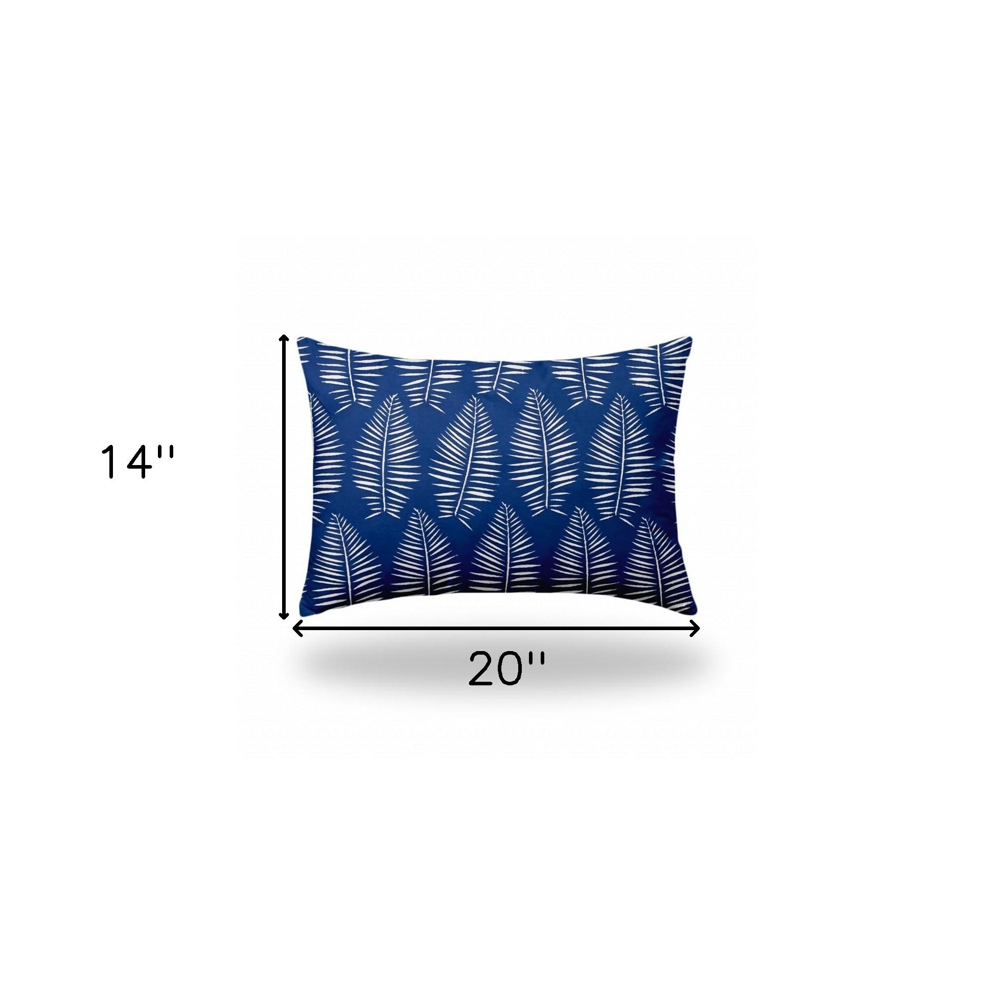 14" X 20" Blue And White Zippered Tropical Lumbar Indoor Outdoor Pillow