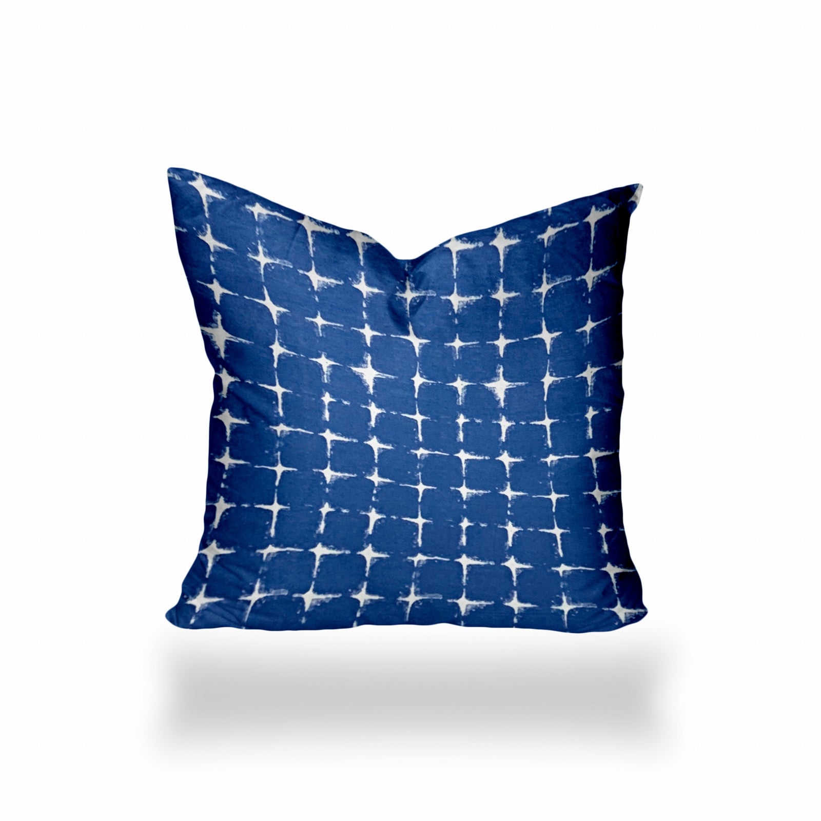 14" X 14" Blue And White Enveloped Gingham Throw Indoor Outdoor Pillow Cover
