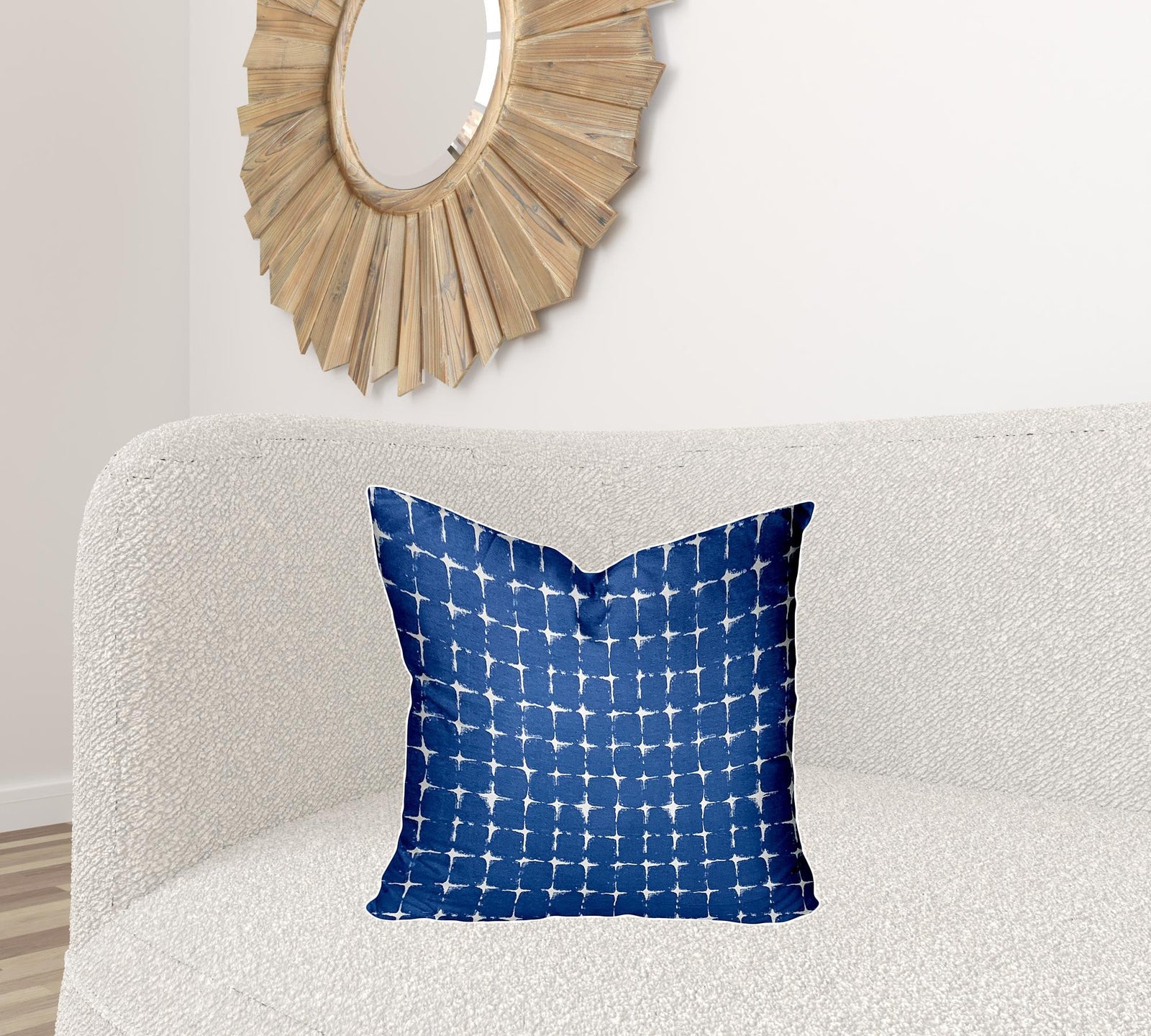 20" X 20" Blue And White Zippered Gingham Throw Indoor Outdoor Pillow Cover