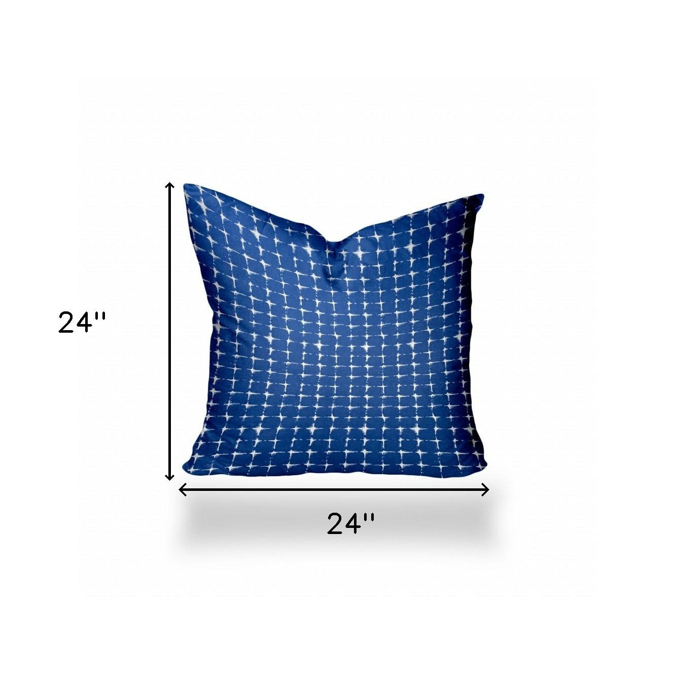24" X 24" Blue And White Enveloped Gingham Throw Indoor Outdoor Pillow Cover
