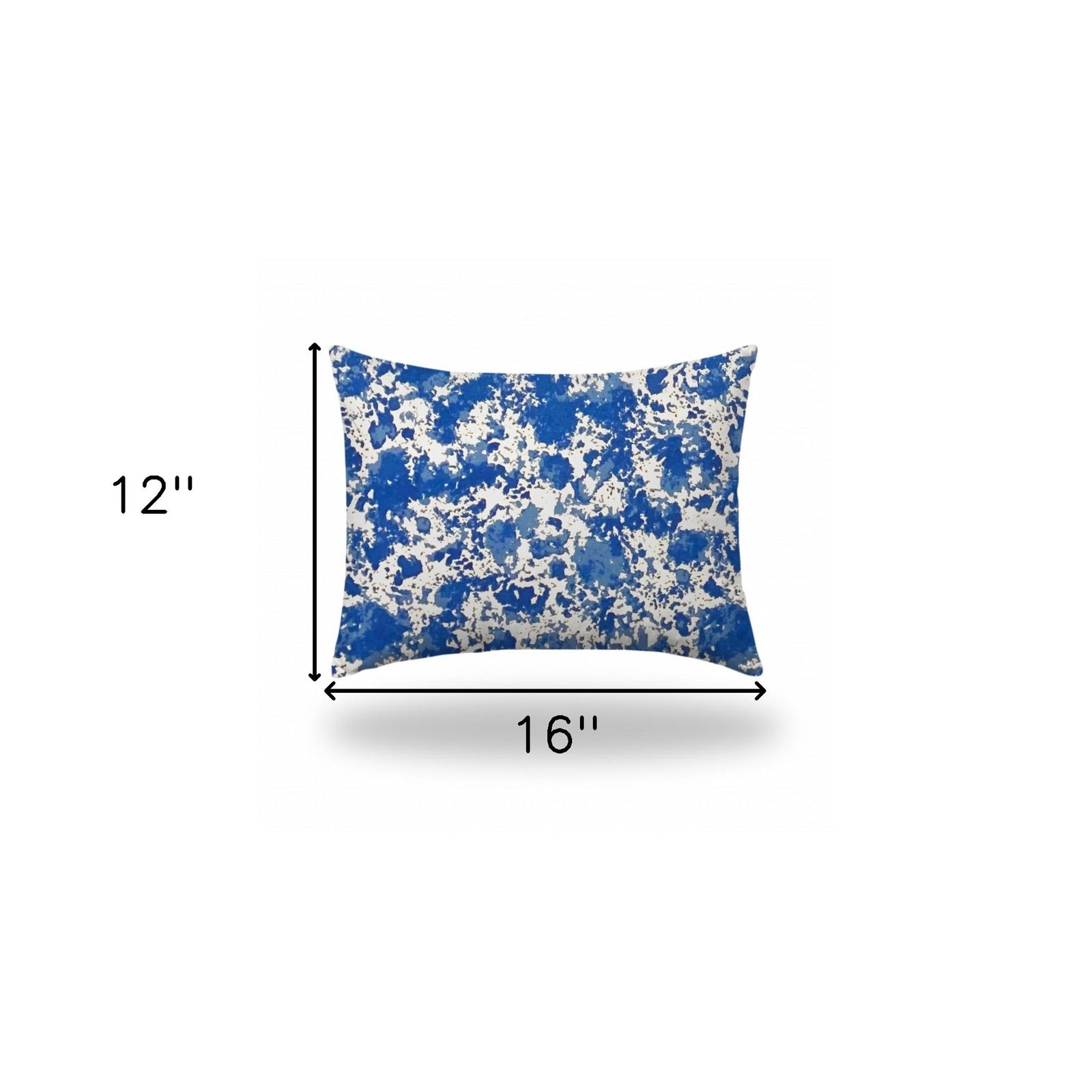 12" X 16" Blue And White Blown Seam Coastal Lumbar Indoor Outdoor Pillow
