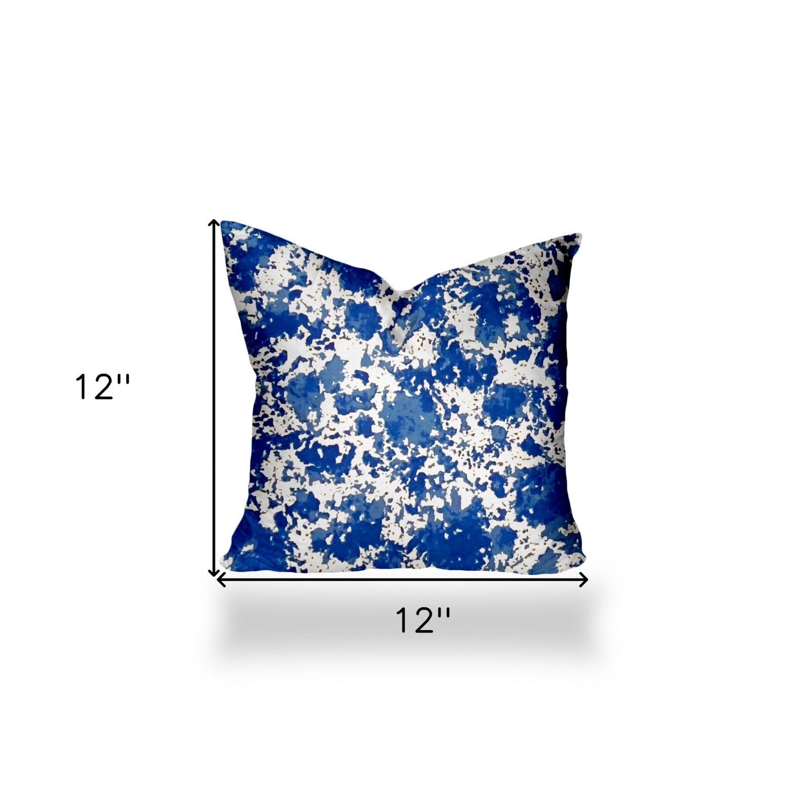 12" X 12" Blue And White Enveloped Throw Indoor Outdoor Pillow Cover