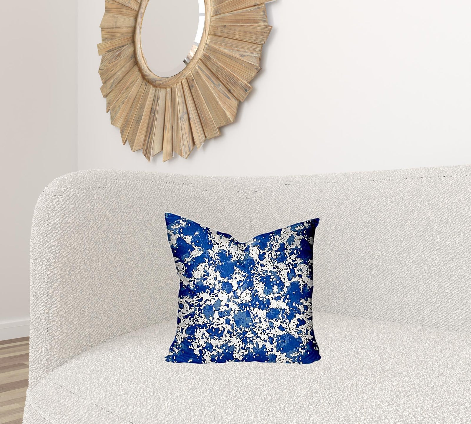 17" X 17" Blue And White Enveloped Coastal Throw Indoor Outdoor Pillow