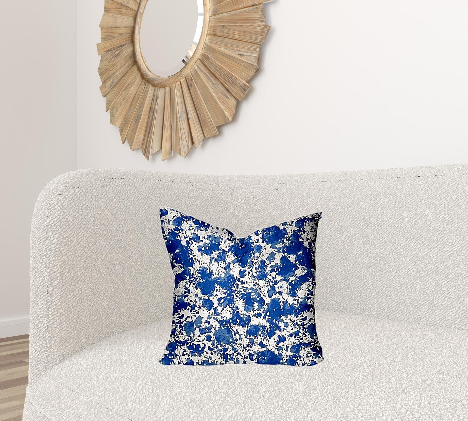 18" X 18" Blue And White Zippered Coastal Throw Indoor Outdoor Pillow