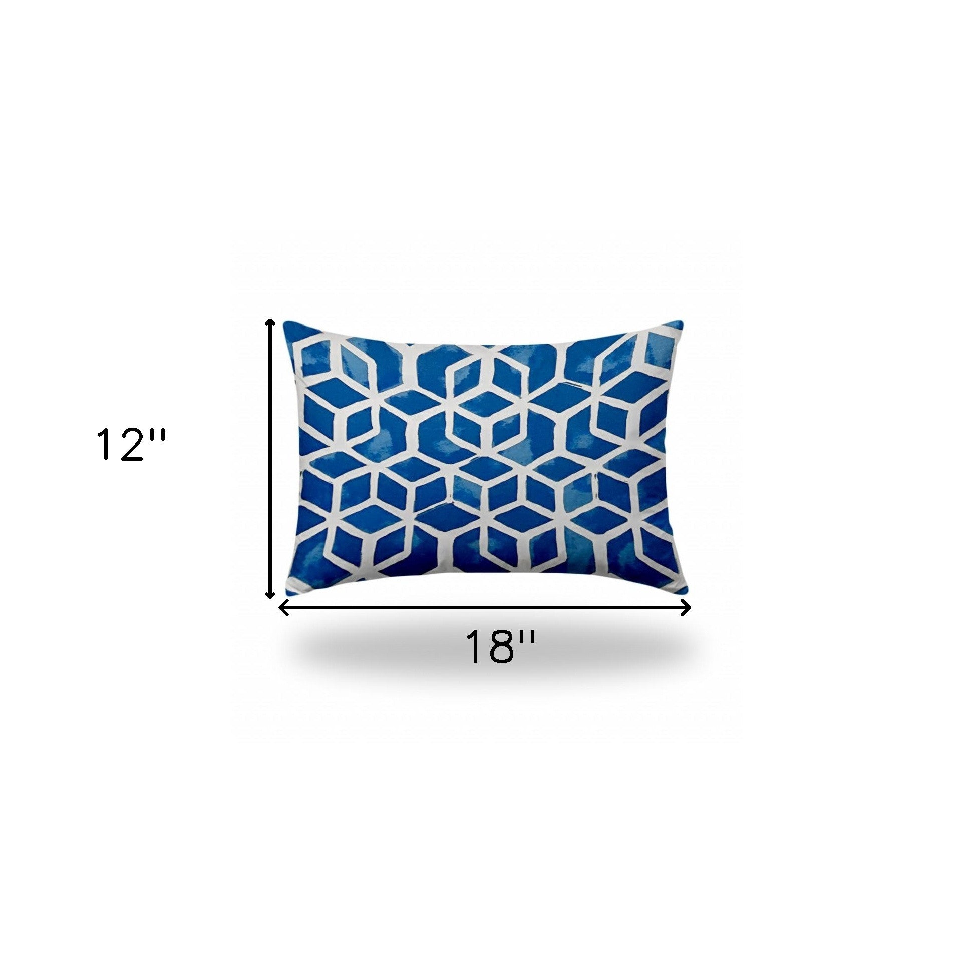 12" X 18" Blue And White Zippered Honeycomb Lumbar Indoor Outdoor Pillow Cover