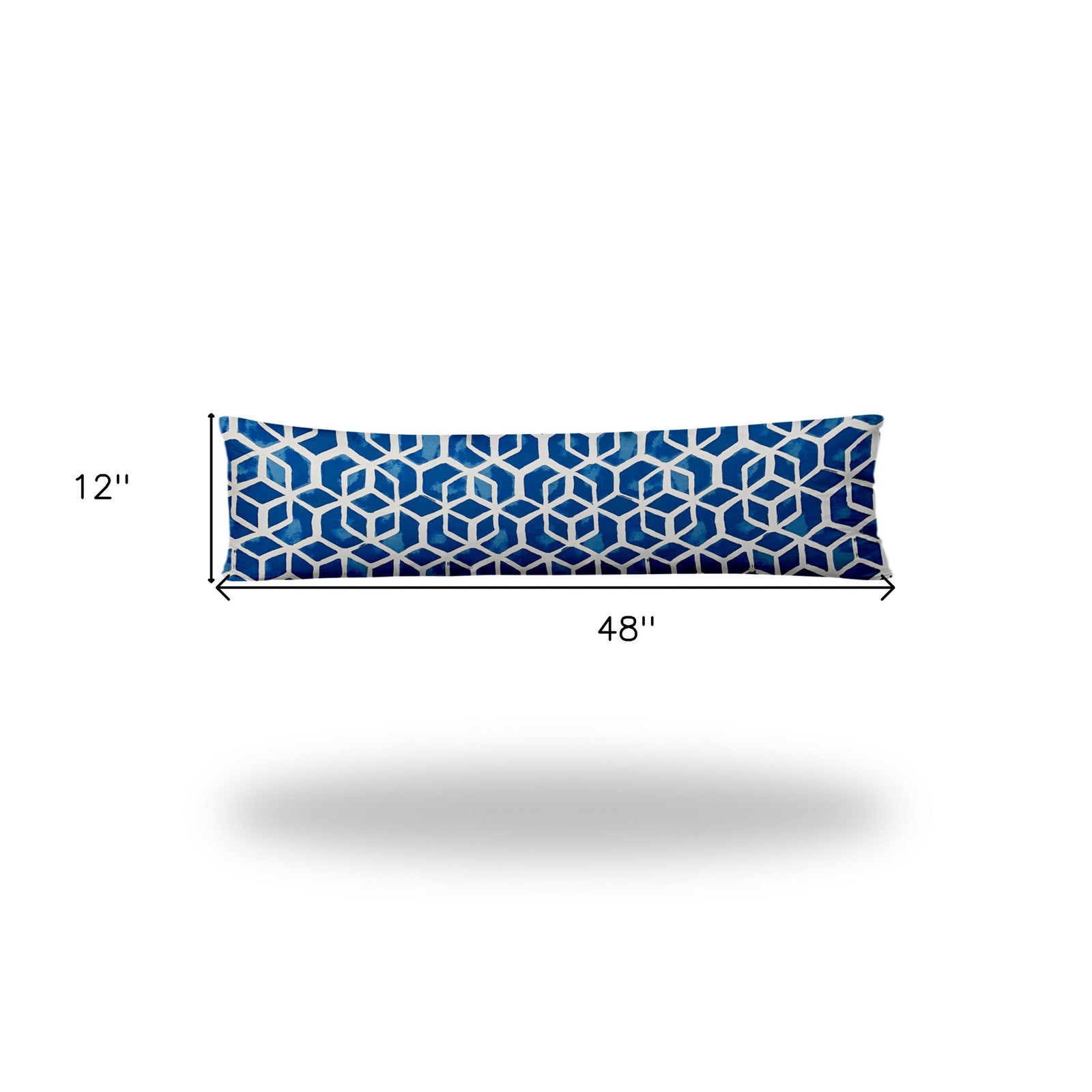 12" X 48" Blue And White Enveloped Honeycomb Lumbar Indoor Outdoor Pillow Cover