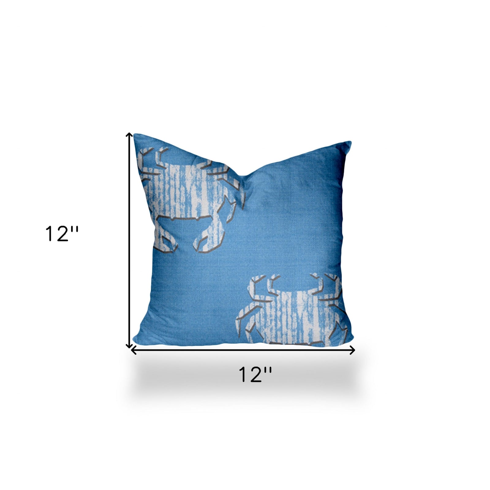 12" X 12" Blue And White Crab Enveloped Throw Indoor Outdoor Pillow Cover