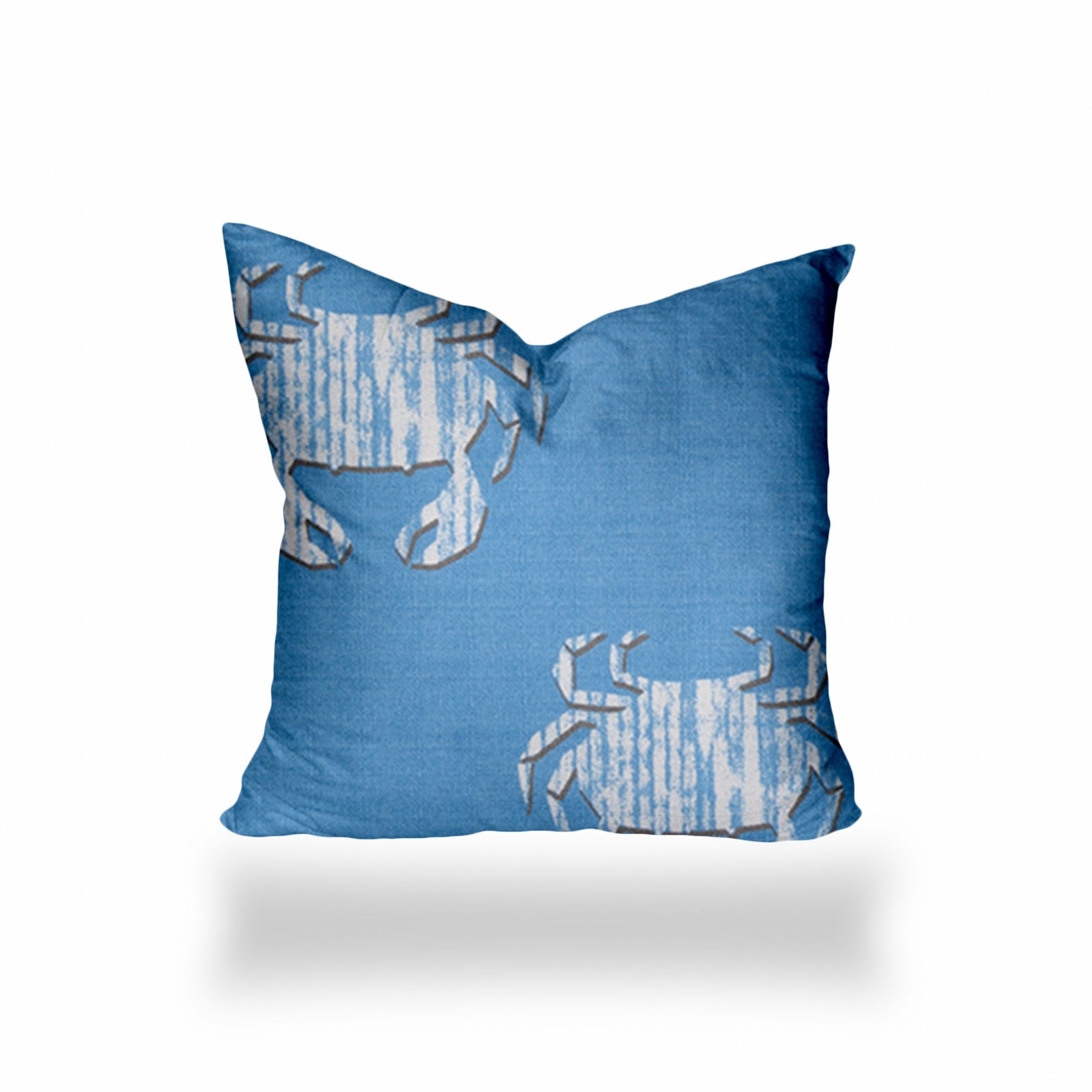 12" X 12" Blue And White Crab Zippered Coastal Throw Indoor Outdoor Pillow Cover
