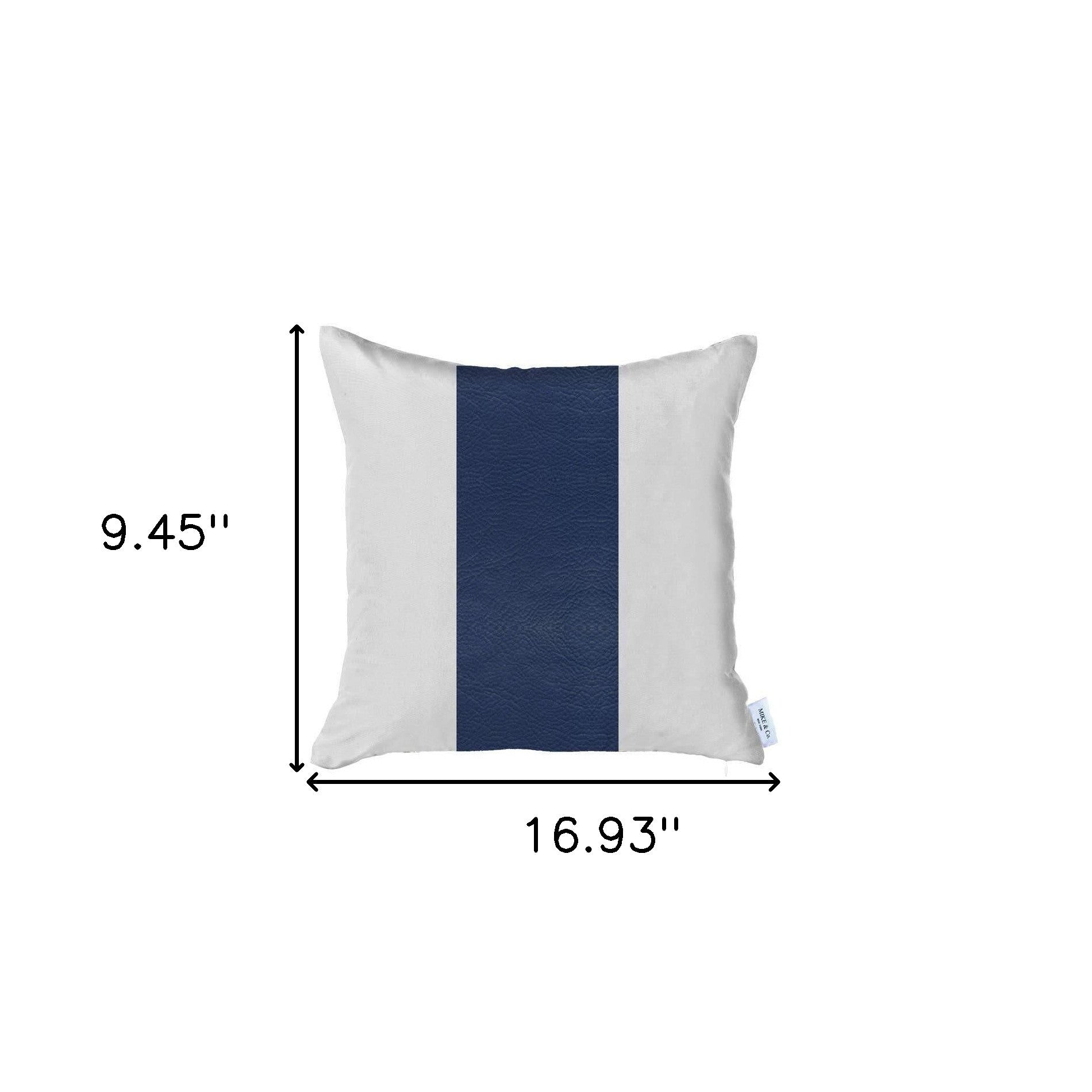 17" X 17" Navy Blue Solid Color Zippered Handmade Faux Leather Throw Pillow Cover