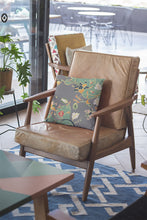 16 英寸綠灰色花園拉鍊絨面革抱枕