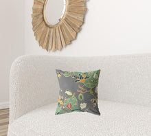 16 英寸綠灰色花園拉鍊絨面革抱枕