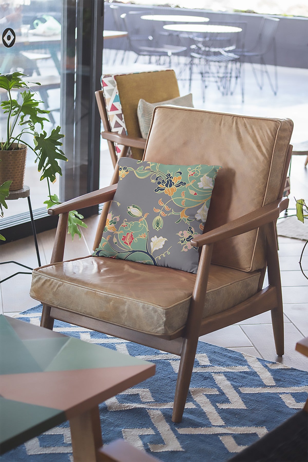 18 英寸綠灰色花園拉鍊絨面革抱枕