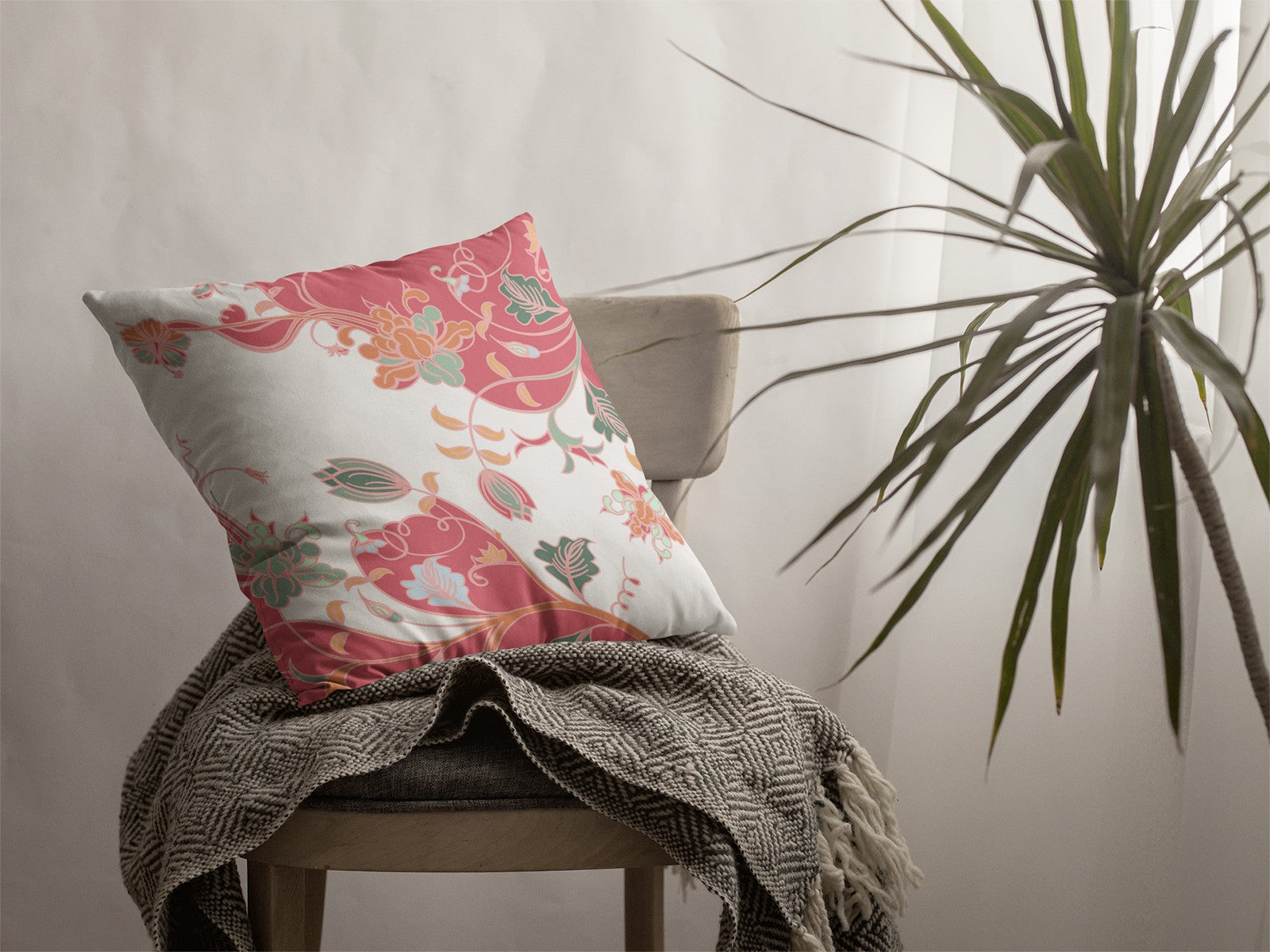 Cojín de gamuza con cremallera Red White Garden de 18"