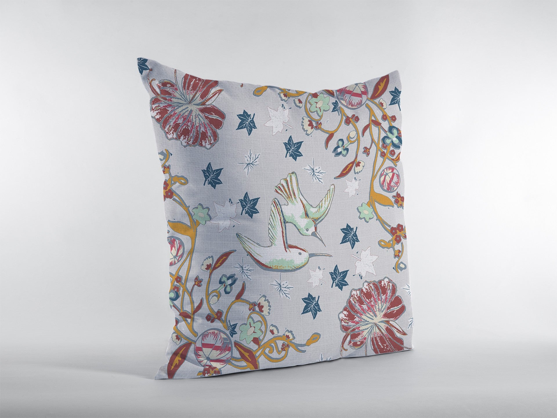 Cojín de gamuza de doble cara con cremallera Grey Bird de 18"