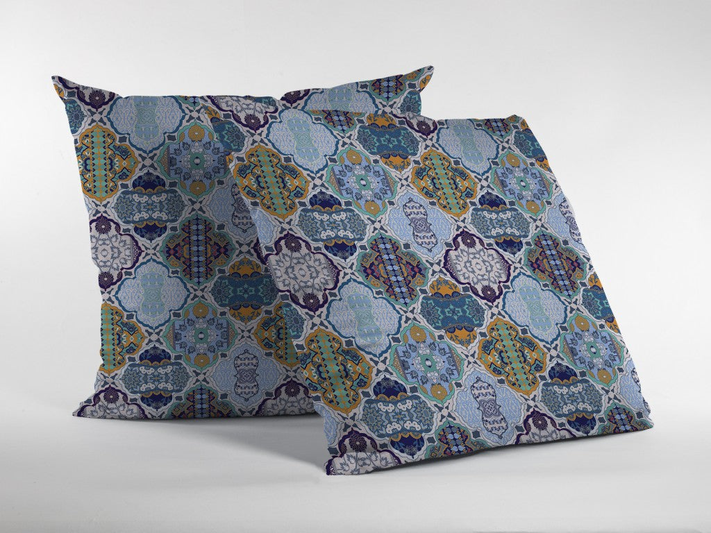 Cojín de gamuza enrejado naranja azul de 18 "con cremallera