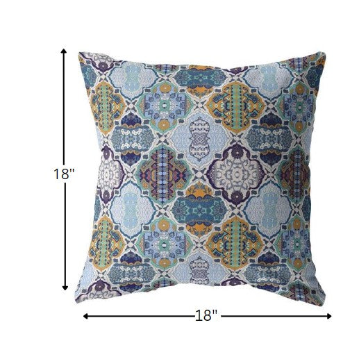 Cojín de gamuza enrejado naranja azul de 18 "con cremallera