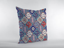 Cojín de gamuza enrejado crema turquesa de 16 