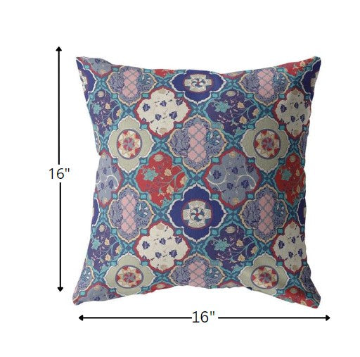 Cojín de gamuza enrejado crema turquesa de 16 "con cremallera