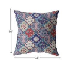 Cojín de gamuza enrejado crema turquesa de 16 