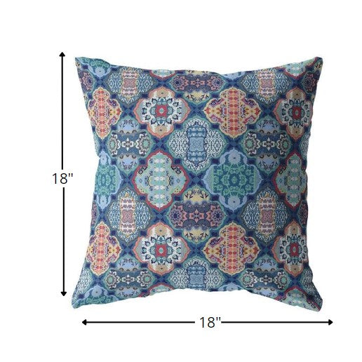 Cojín de gamuza enrejado rojo turquesa de 18 "con cremallera