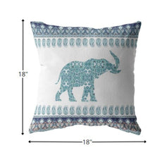 Cojín de gamuza con cremallera de elefante adornado verde azulado de 18 