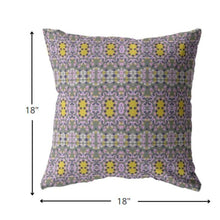 18” Purple Yellow Geofloral Zippered Suede Throw Pillow