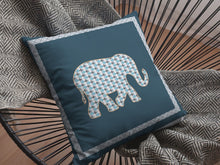 16” Spruce Blue Elephant Zippered Suede Throw Pillow