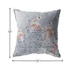 Cojín de gamuza con cremallera de pájaro boho gris naranja de 18 