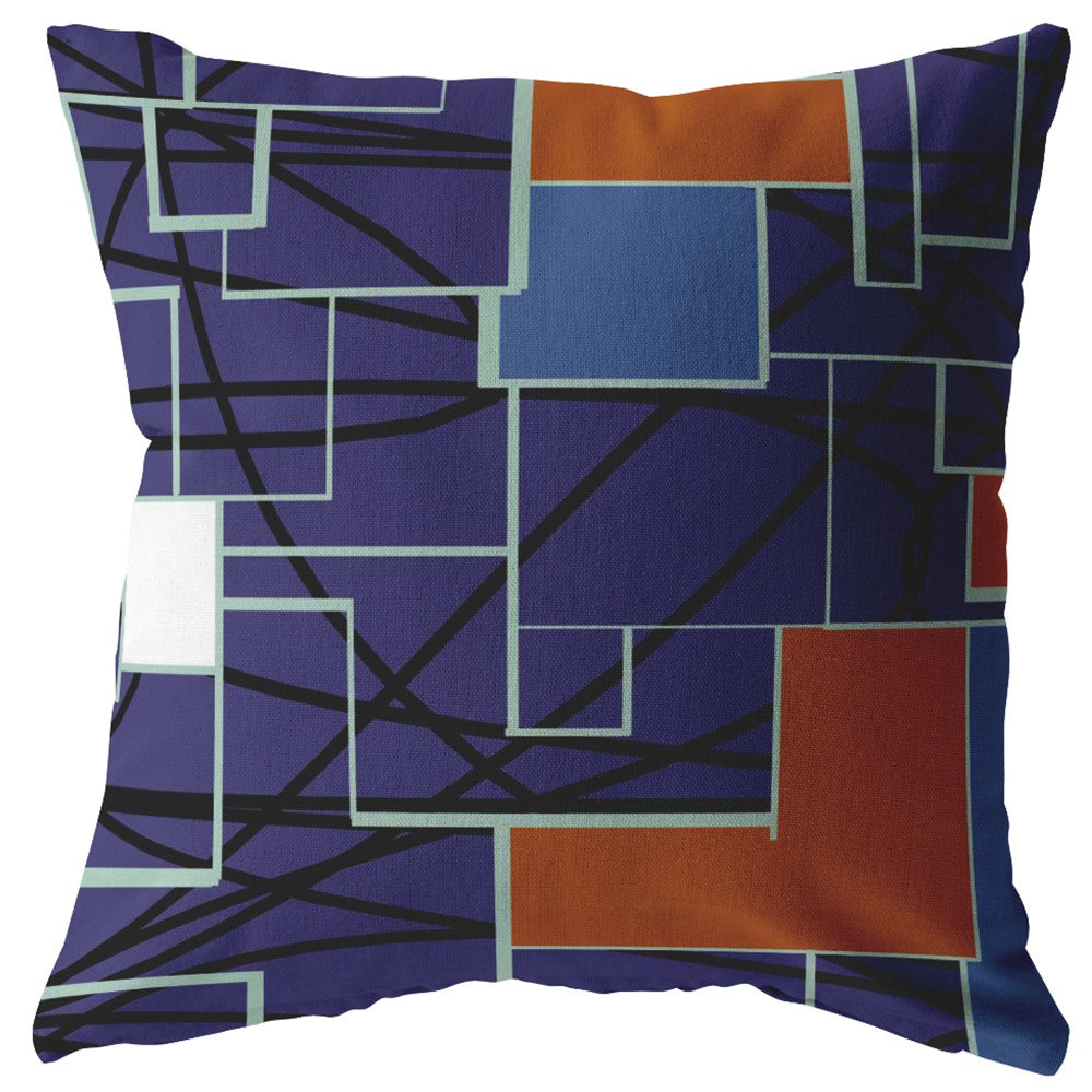 16" Navy Puzzle Piece Zippered Suede Throw Pillow